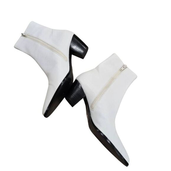 Revolve Raye Landon Bootie Womens 8 White Leather Side Zip Block Heel Formal Ank - Picture 4 of 6
